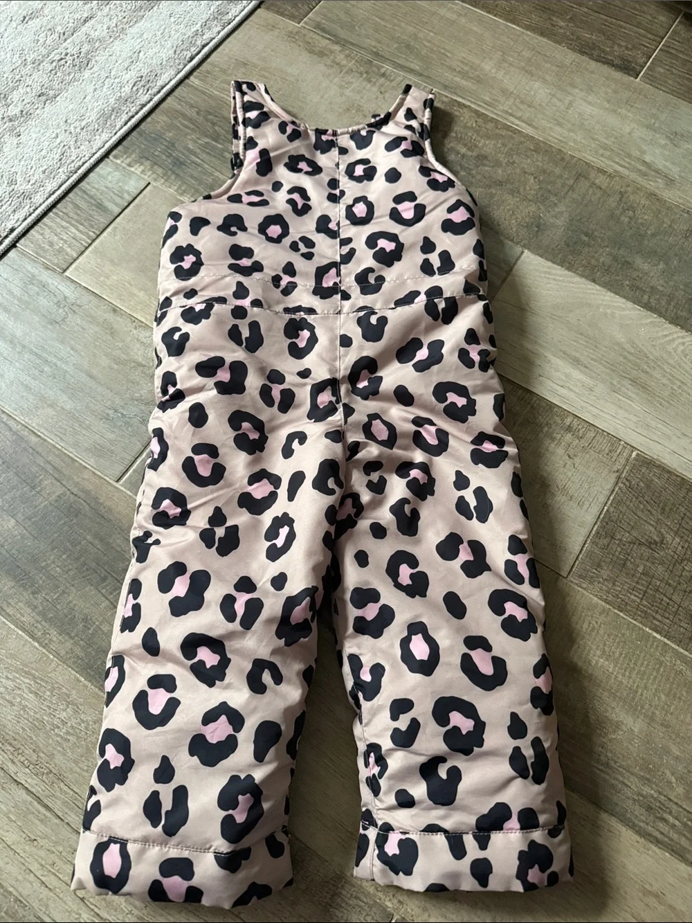 The Children's Place Pink and Black Leopard Print Snow Overalls